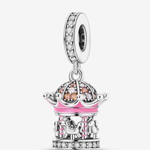Pandora 925 Charming Pink and Silver Carousel Charm Pendent